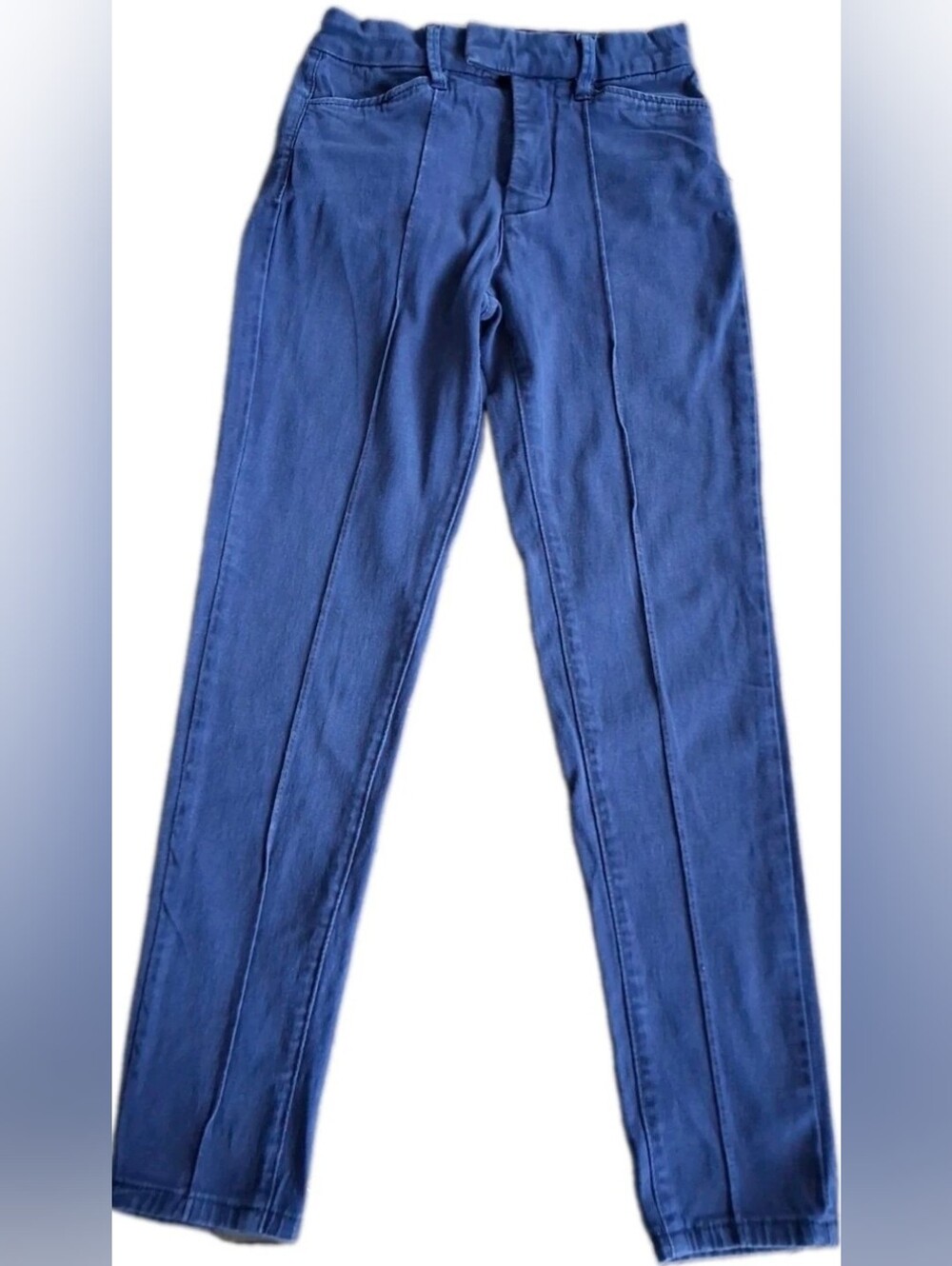 Modcloth Chino Pants Womens Sz 2 Nvy Blue Double Closure Cotton, Stretch Lowrise